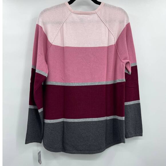 Karen Scott Womens Striped Color Block Long Sleeve Sweater Medium NEW Pinks Gray - Picture 4 of 10